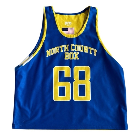 Unisex Jersey Blue Yellow Reversible Jersey Shirt North County Box Cali Tank Top - Picture 1 of 5